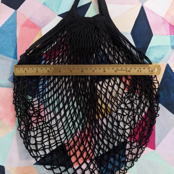 🆕 Black Cotton Net French Market Bag - Picture 4 of 4